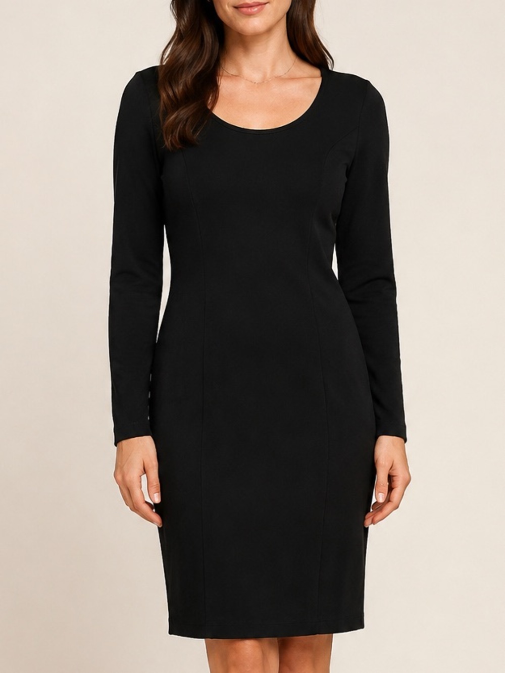 Katherine Barclay Classic Black Long Sleeve Sheath Dress Size S Quiet Luxury